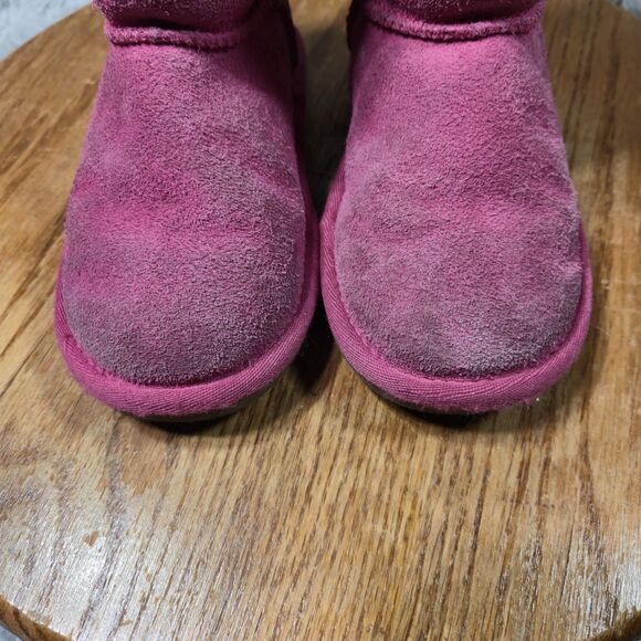 Koolaburra by Ugg Toddler Kid Sz 10 Sherpa Lined Pink Suede Winter Slip On Boots - Picture 3 of 11
